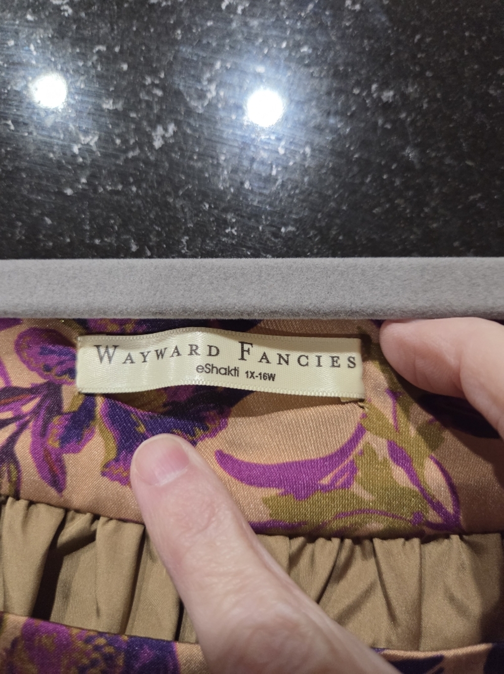 Floral Ruffle Dress with Tie Waist in Purple and Bronze - Size 16W - Picture 3 of 7
